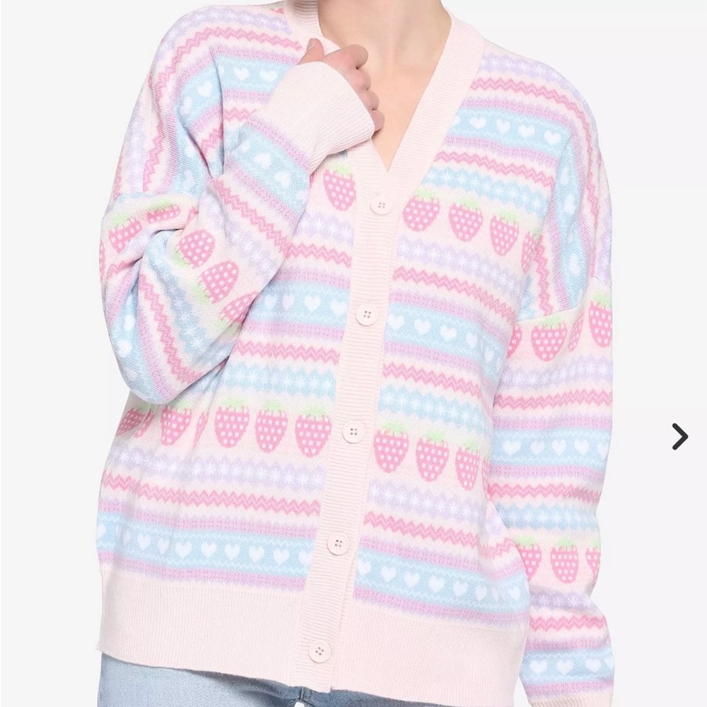 Pastel Strawberry Fair Isle Hot Topic Women's Sweater
